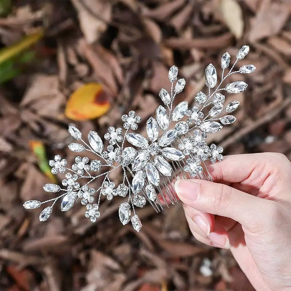 Trendy Crystal Hair Comb Rhinestone Vintage Wedding Party Hair Clip Bridal Insert Comb for Women