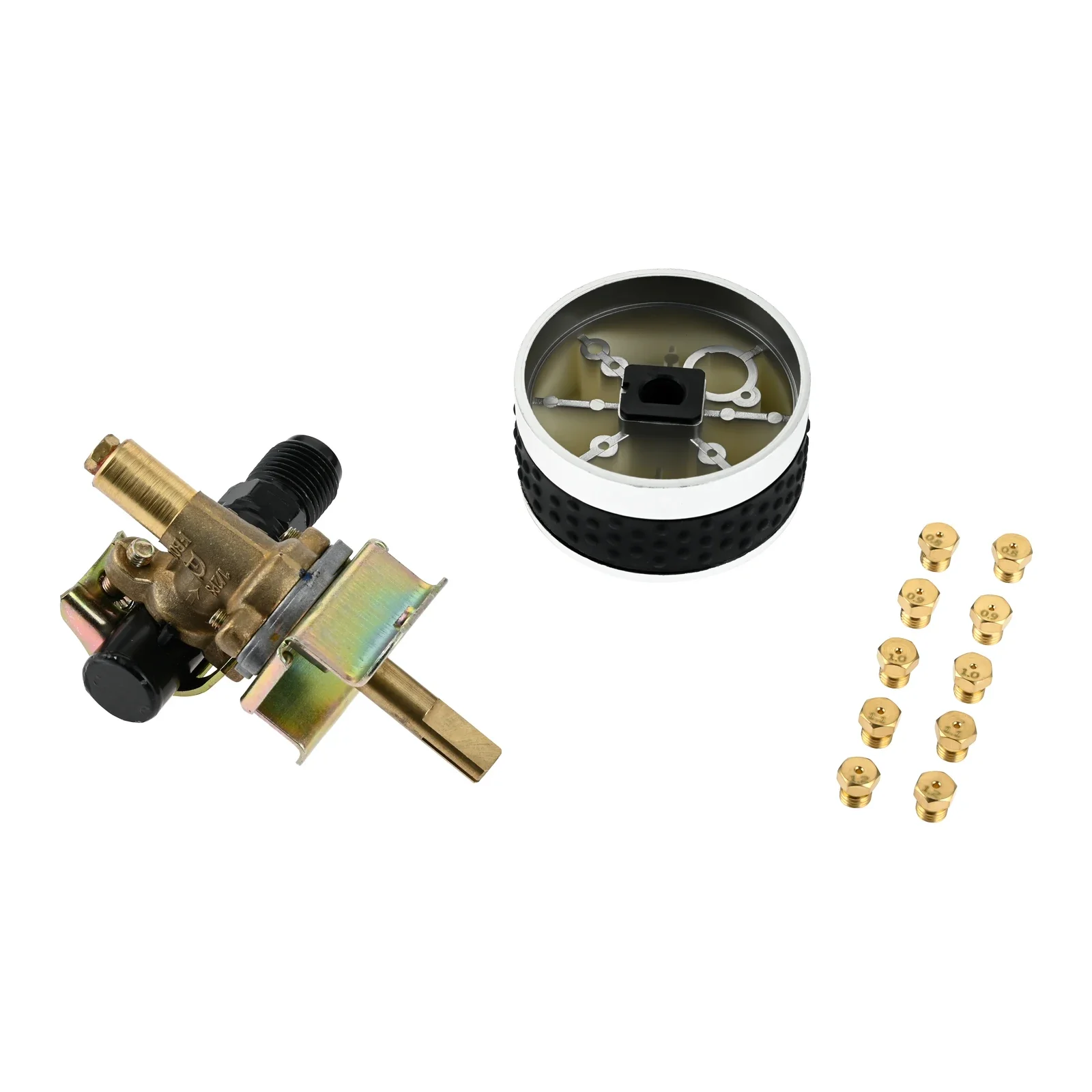 Natural Gas Regulator Control Valve with LP Gas Orifices Nozzle Kit Conversion for Propane Fire Pit BBQ Grill & Burner Regulator