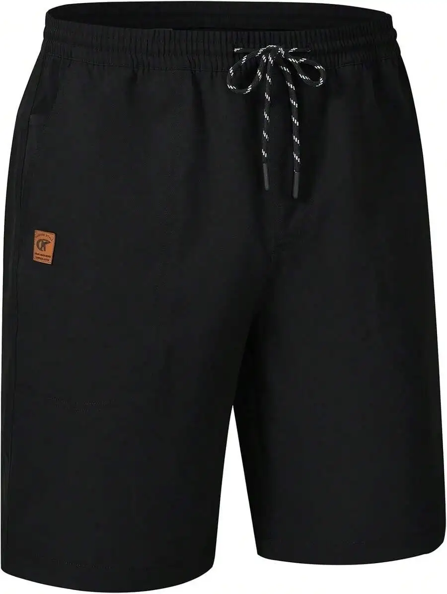 

Mens Elastic Waist Casual Shorts With 5 Pockets Including Zipper Pocket