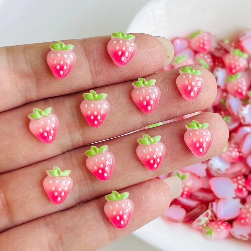 50 Pcs New Cute Cartoon Bright Faced Fruit strawberry Resin Flat Back Scrapbook DIY Jewelry Manicure Decor Crafts A92