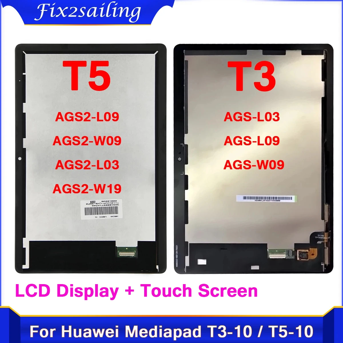 Pantalla LCD de prueba para móvil, montaje de digitalizador de pantalla táctil para Huawei MediaPad T3, T5, 10, AGS-L03, AGS-L09, AGS-W09, AGS2-L09, AGS2-W09