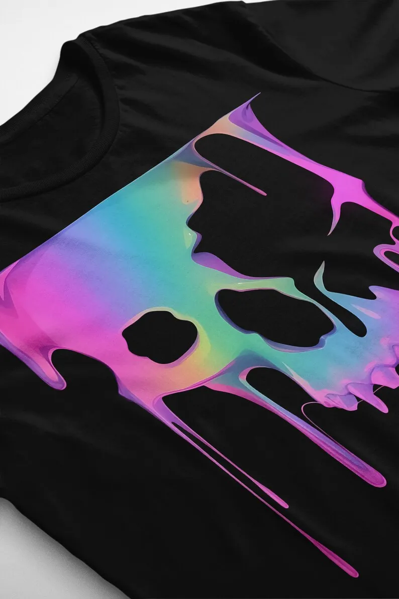 (Duplicate) Weirdcore Skull Melt: Psychedelic Trippy Pastel Goth Horror Apparel