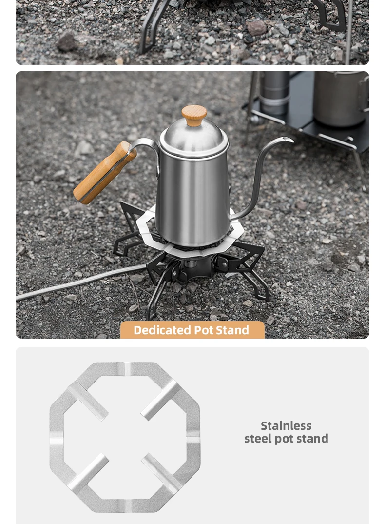 BISINNA Camping-Gaskocher, 4000 W, hohe Leistung, geteilter, zusammenklappbarer, tragbarer Gasbrenner für Outdoor-Wandern, Grillen, Picknick, Kochzubehör – Detail 5