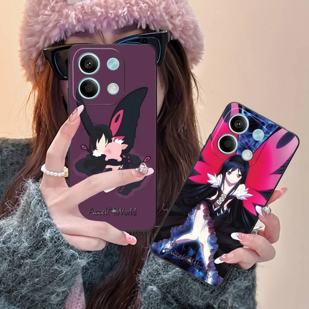 Accel World Kuroyuki hime Mobile Phone Case for Xiaomi Redmi Note 13 12 11 10 9 8 7 6 S A Pro Lite Plus 5G Black Cover Shell