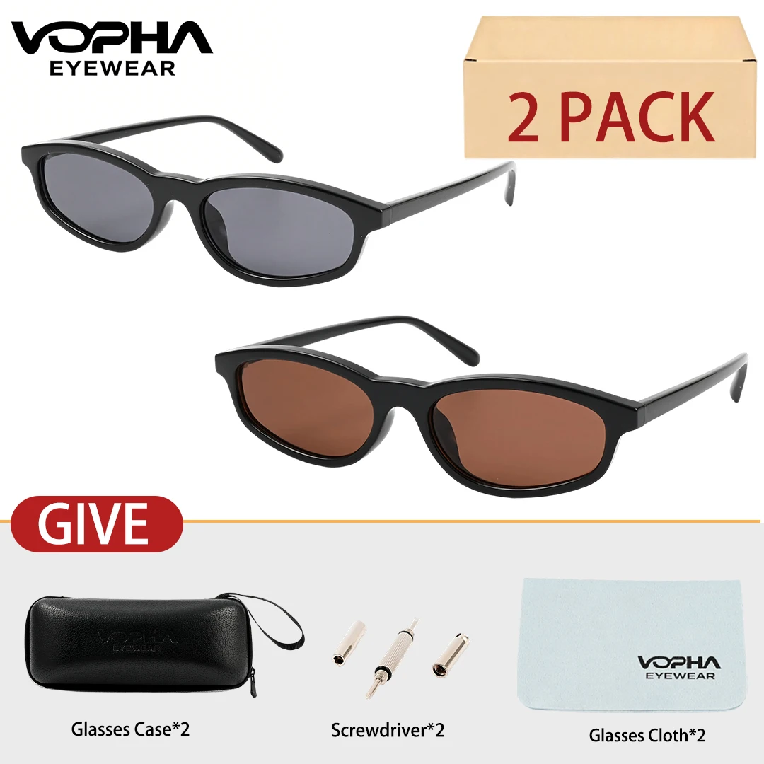 

Солнцезащитные очки VOPHA в стиле ретро для женщин, модные маленькие солнцезащитные очки в стиле 90-х, винтажные узкие прямоугольные оправы, 2 шт., S01