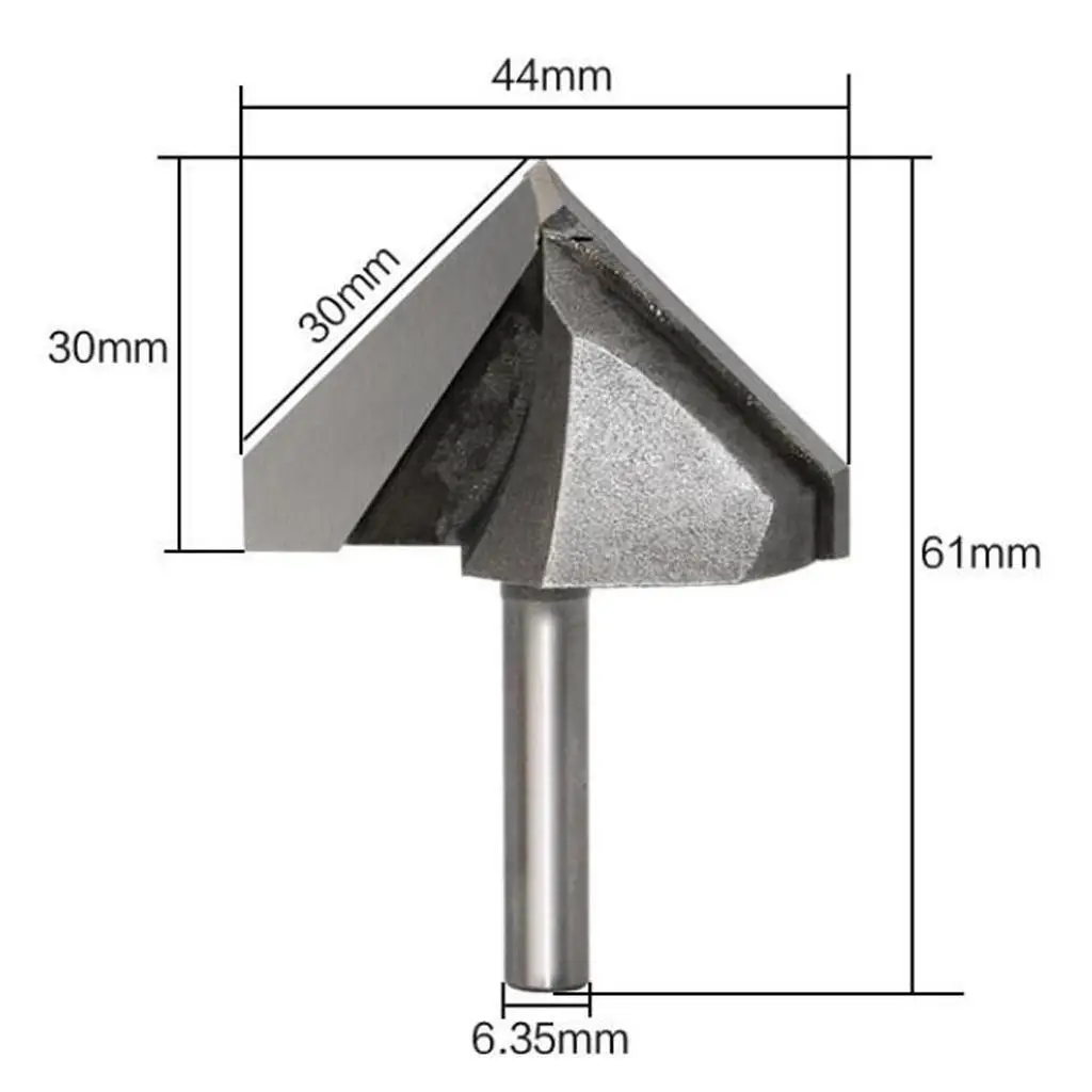 90 Degree 1/4 x 1-3/4-Inch Diameter V-Groove Bit - Silver Wood Carving Tool