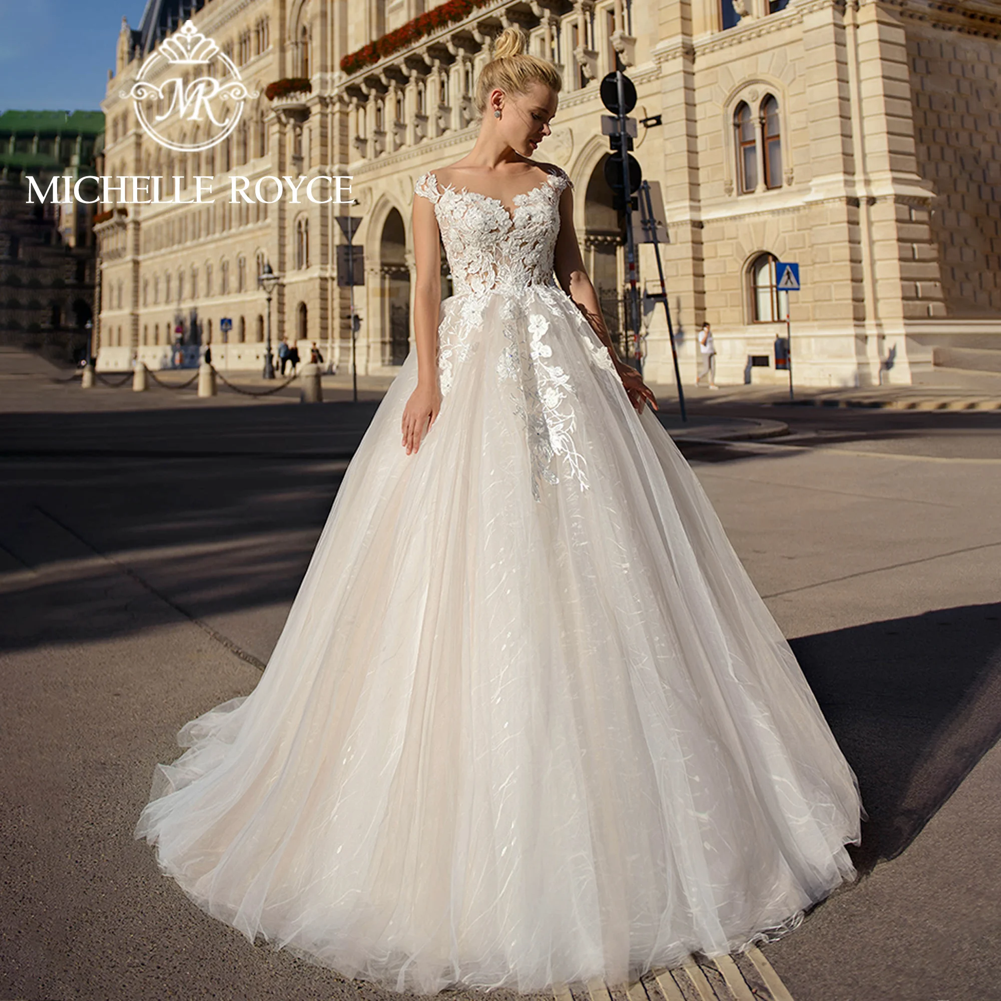 Michelle Royce Ball Gown Wedding Dresses For Woman High Quality Sexy Bride Appliques Fairy Royal Wedding Gown Vestidos De Novia