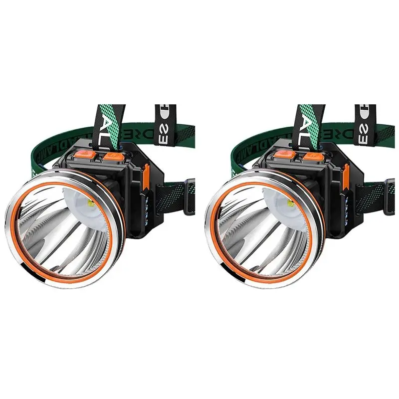 

2X светодиодные налобные фонари высокой мощности, суперяркие, USB-фонари для взрослых, уличные фонари-прожекторы, портативные фонарики-B51B