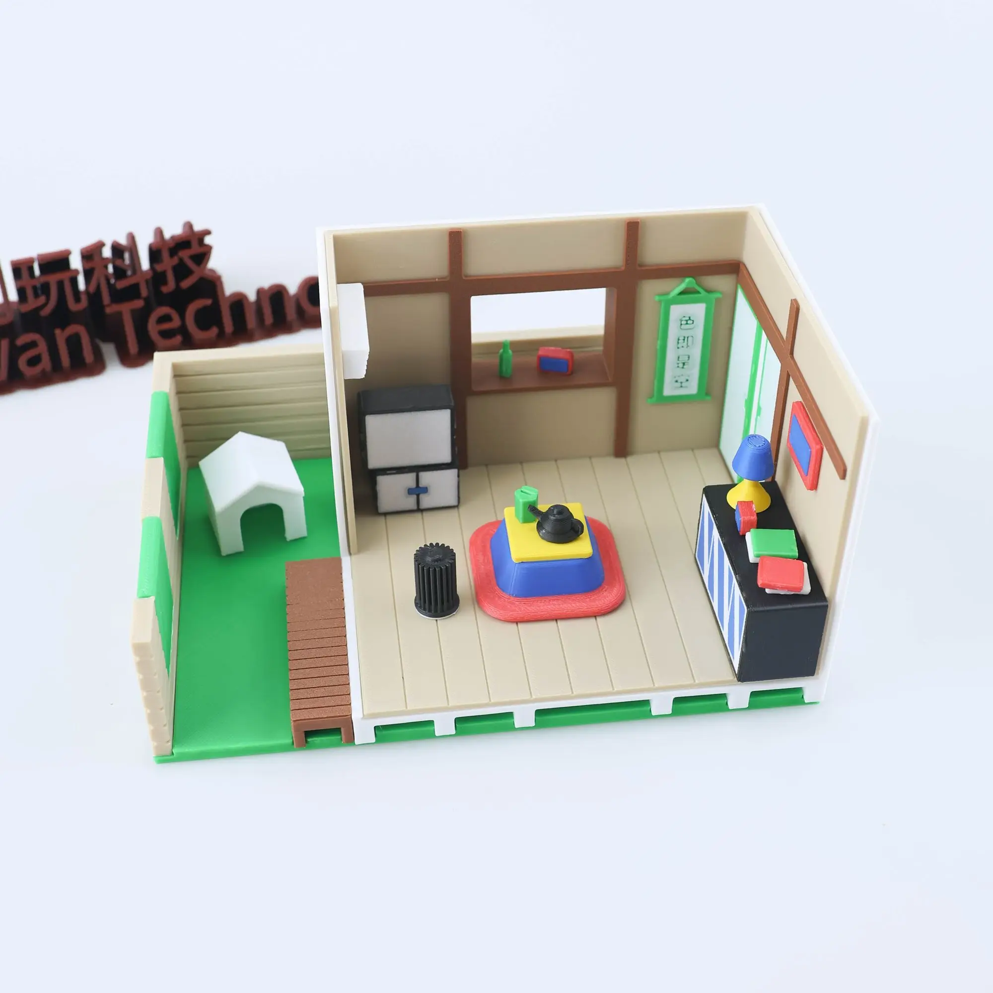 

Miniature Japanese Room Diorama, Featuring Fun Animal Furniture for Dollhouse & Curious Desktop Vignette