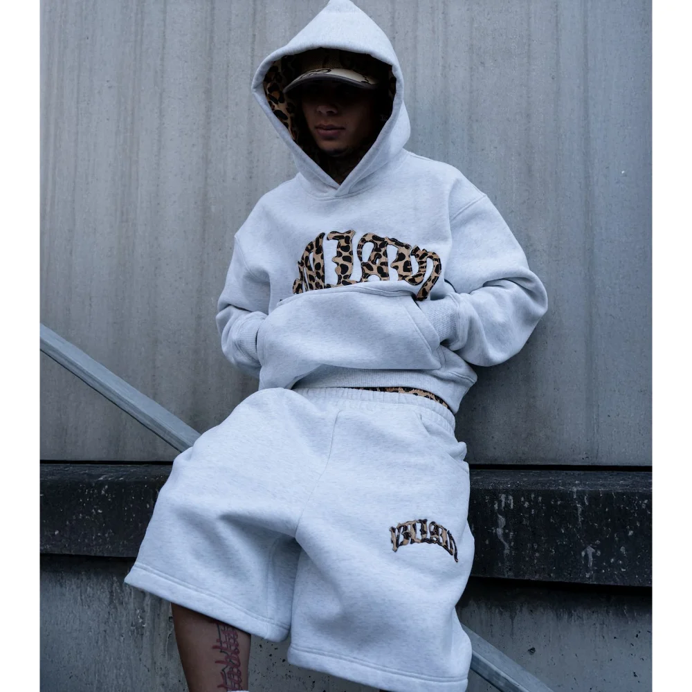 Women Gray Jacket With Hood Long Sleeve Pocket Zipper Jacket Coat Woman Loose Casual Outerwear Coat TopsY2K leopard print letter