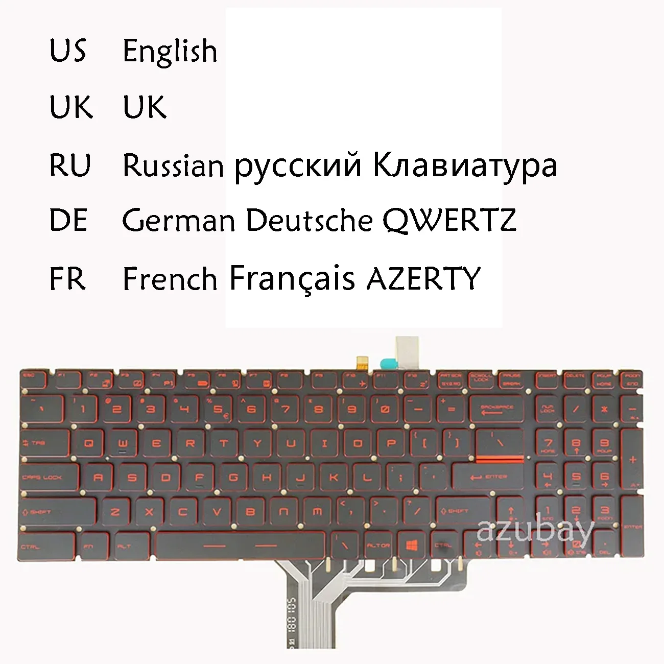 US UK Spanish Russian German French Keyboard For MSI GL62 GL62M GL72 GL72M 7RDX 7REX 7RC, GV72VR GV62VR 7RF, Backlit/ No Backlit