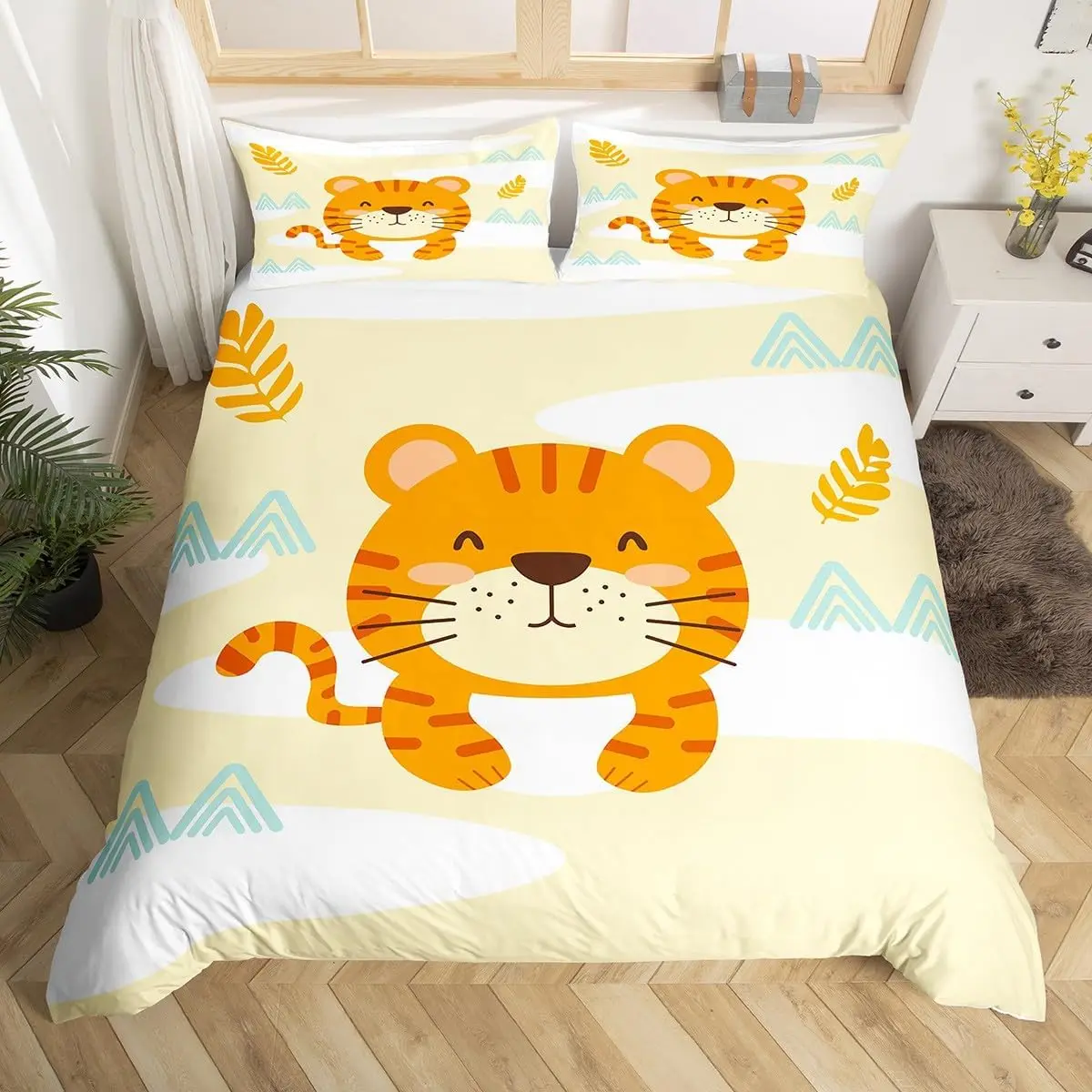 New Cute Farm Animals Duvet Cover King Size Cartoon Sheep Quilt Cover For Kids Boys Girls Teens Cute Animal Bed Set 3 Piece Set