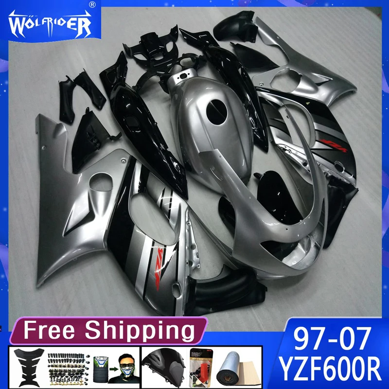 

motorcycle ABS motor Fairings kit for YZF600R1997-2007 YZF600R 97-07 Motorbike silver black Manufacturer fairing Customize cover