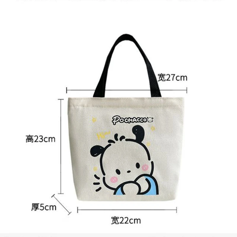 Kawaii Sanrio Pochacco Handbag Convenient Lunch Box Bag Canvas Small Bag Printing Portable Exquisite Anime Figure Festival Gift