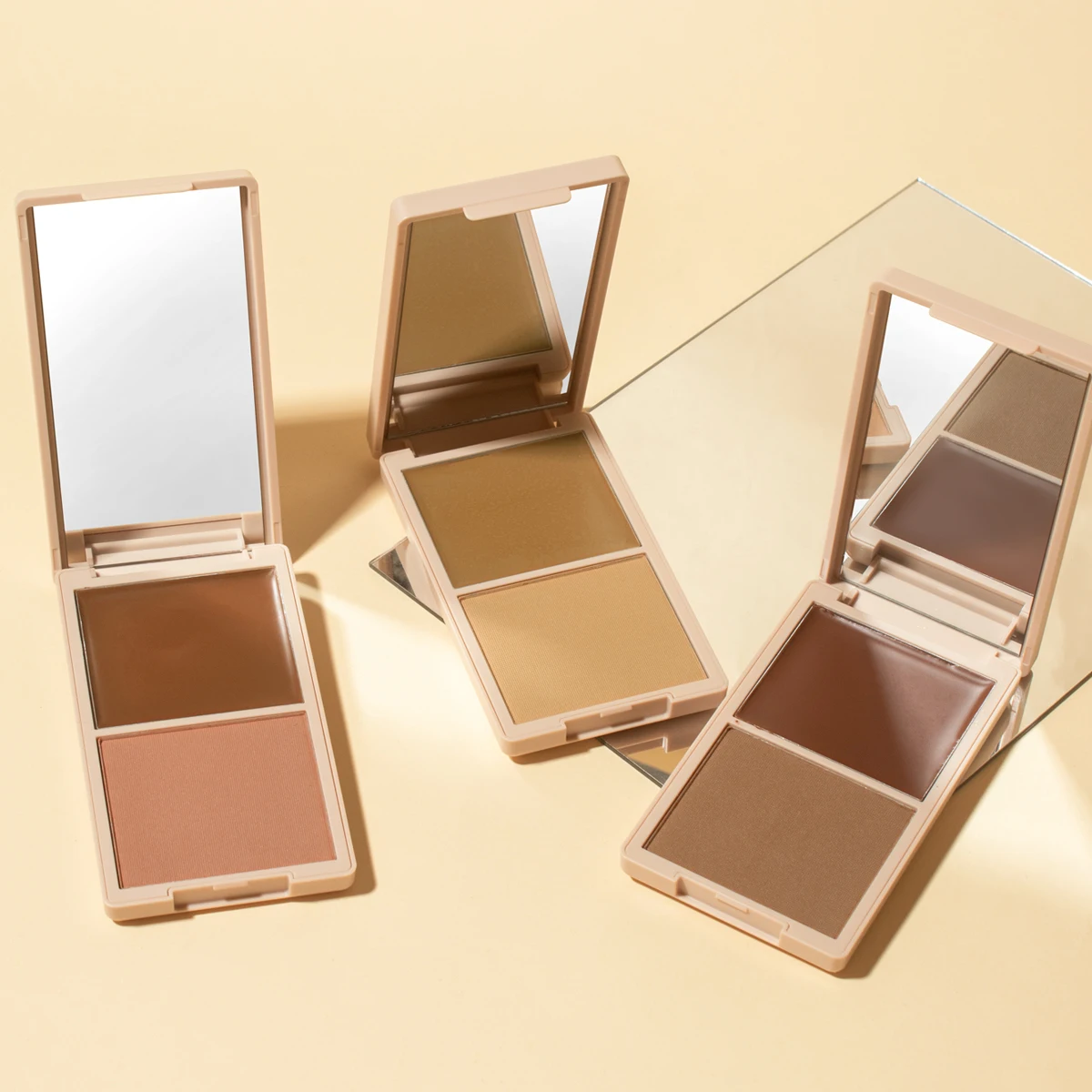 Multi-Use Contour Duo Matte & Dewy Finish Long-Wearing Coverage High Pigment Sun-Kissed Cream & Pressed Powder Bronzer Palette