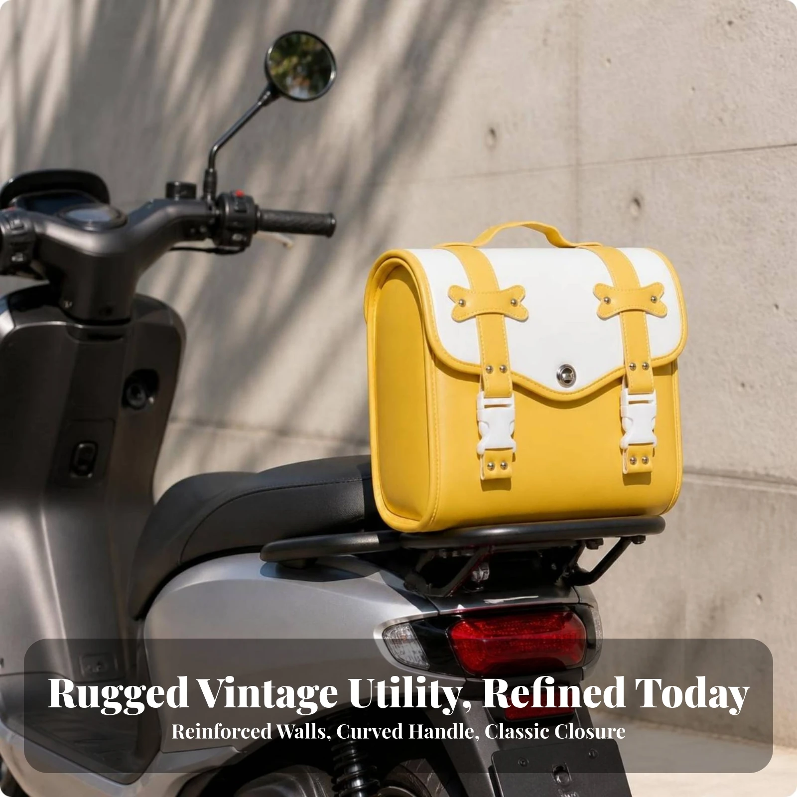 Motorcycle Tail Bag Water-Resistant Motorcycle Rear Rack Bag Scooter Rear Trunk with Buckle Straps Highly Robust Hard-Sided
