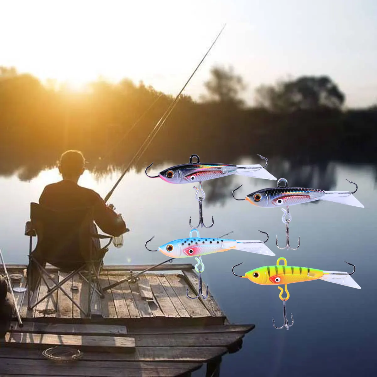 

4pc 60Mm 10.5G Metal Lure Bait High Simulation Artificial Fish Attract Lures For Bass Salmon Pike Seabass Yellow Perch Fishing
