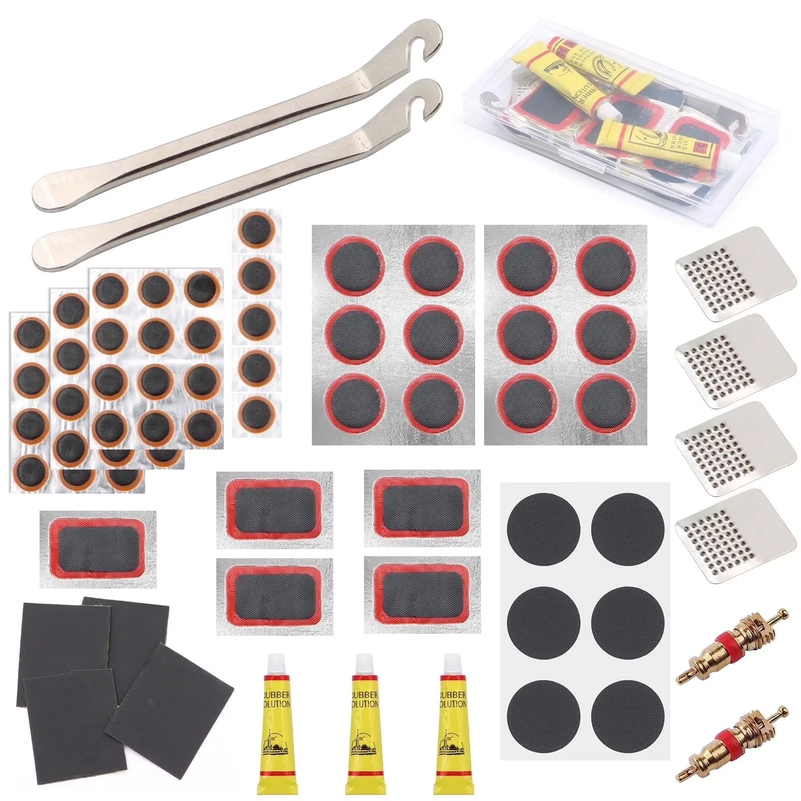

79Pc Rubber Solution Bicycle Inner Tube Repair Tool Kit with Storage Box Bike Tyre Puntch Patch Tubeless Tire Repair Accessories