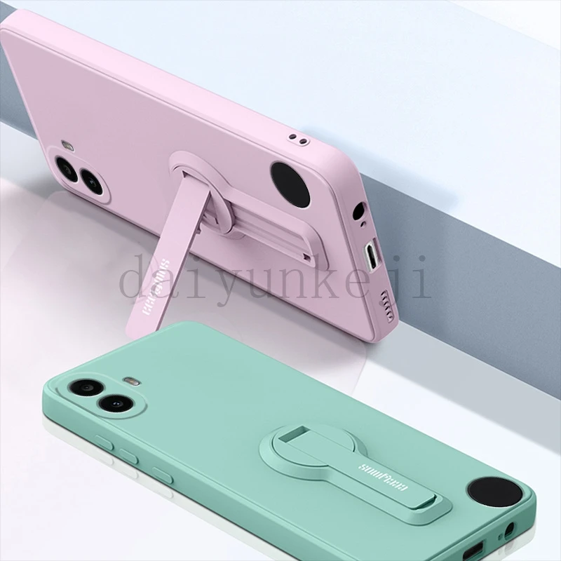 حافظة من السيليكون السائل لهاتف لا شيء CMF 1 2 Pro جراب هاتف NothingPhoneCMF غطاء ناعم قوس مع حامل واقي للشاشة