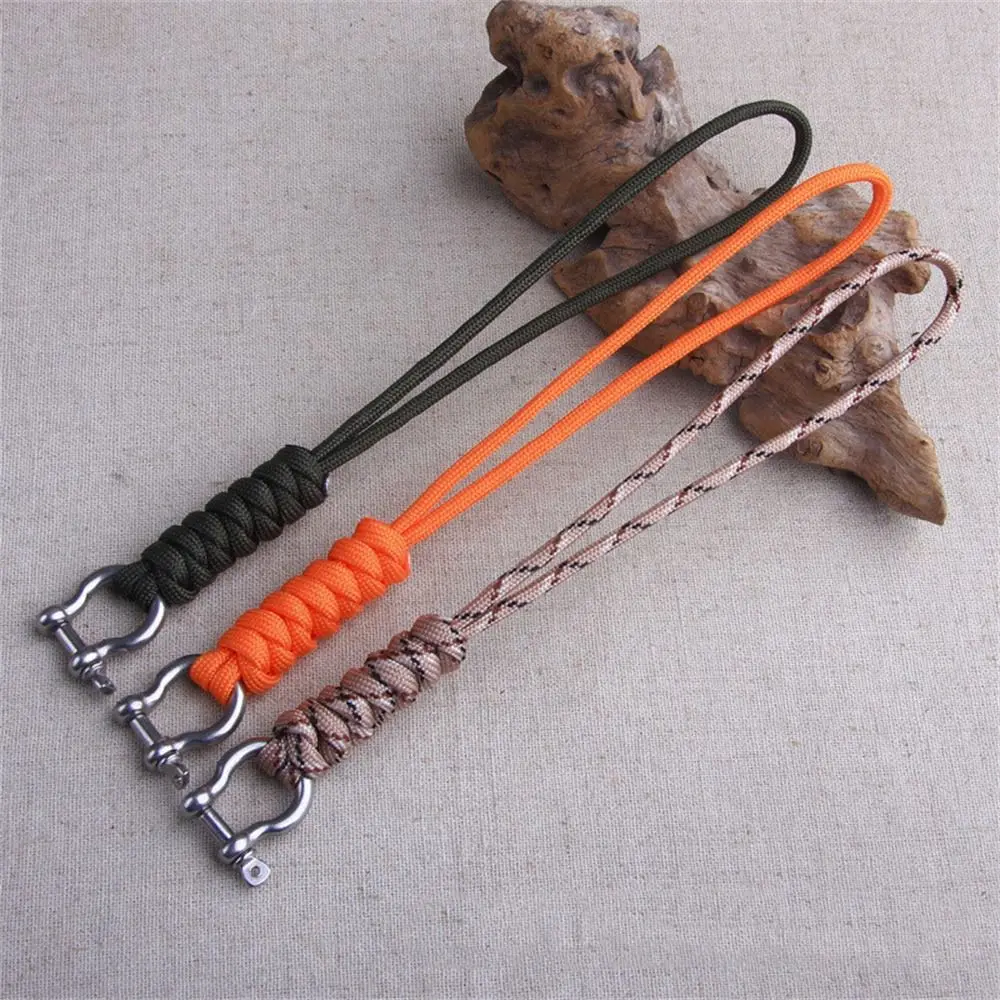 

D Bow Buckle Paracord Keychain High Strength Outdoor Style Umbrella Rope Keyring Wrist Rope Braided Parachute Cord Keychain
