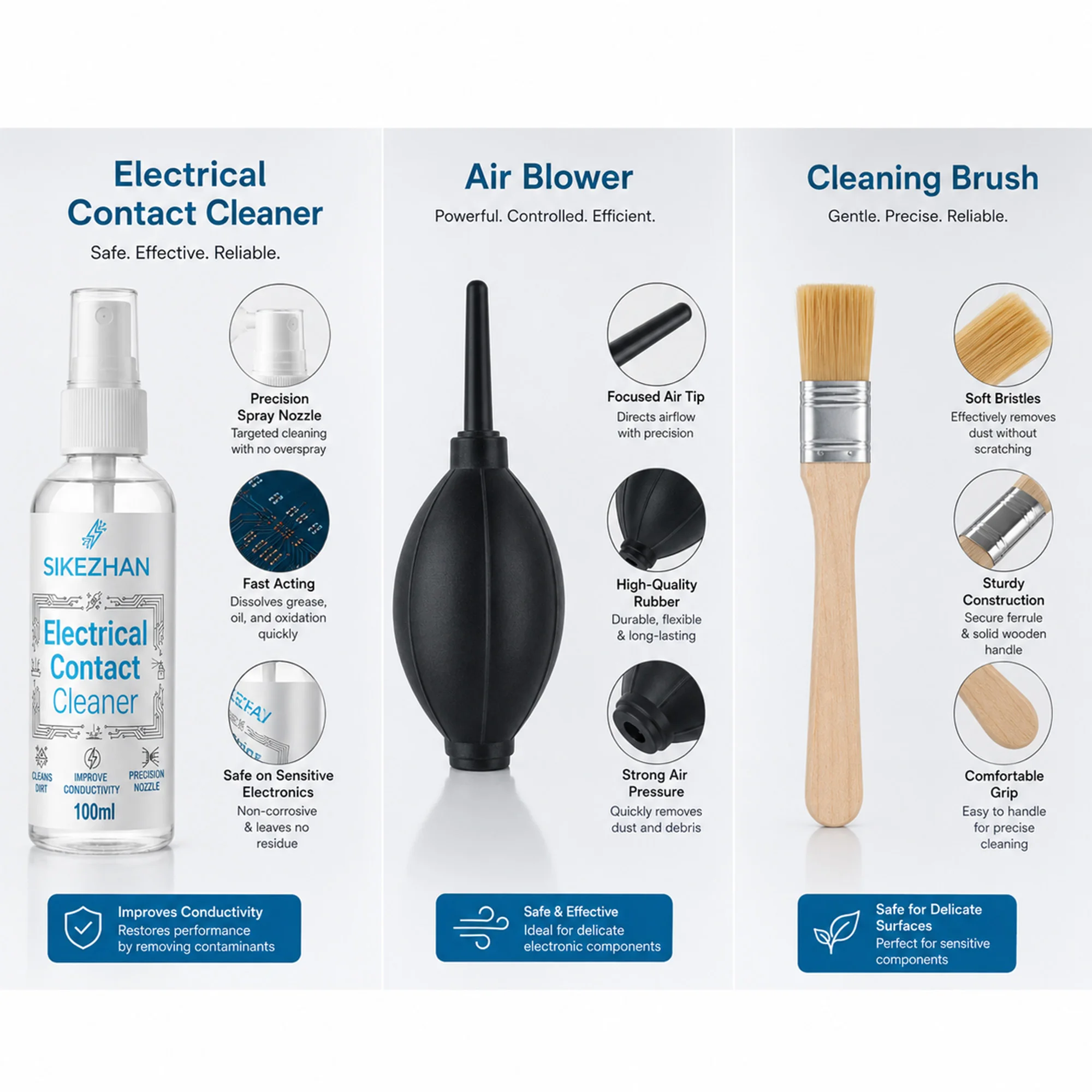 Fast Drying Electrical Contact Cleaner Spray for Electronics PCB Motherboard, Precision Maintenance Kit with Air Blower Brush - view 4