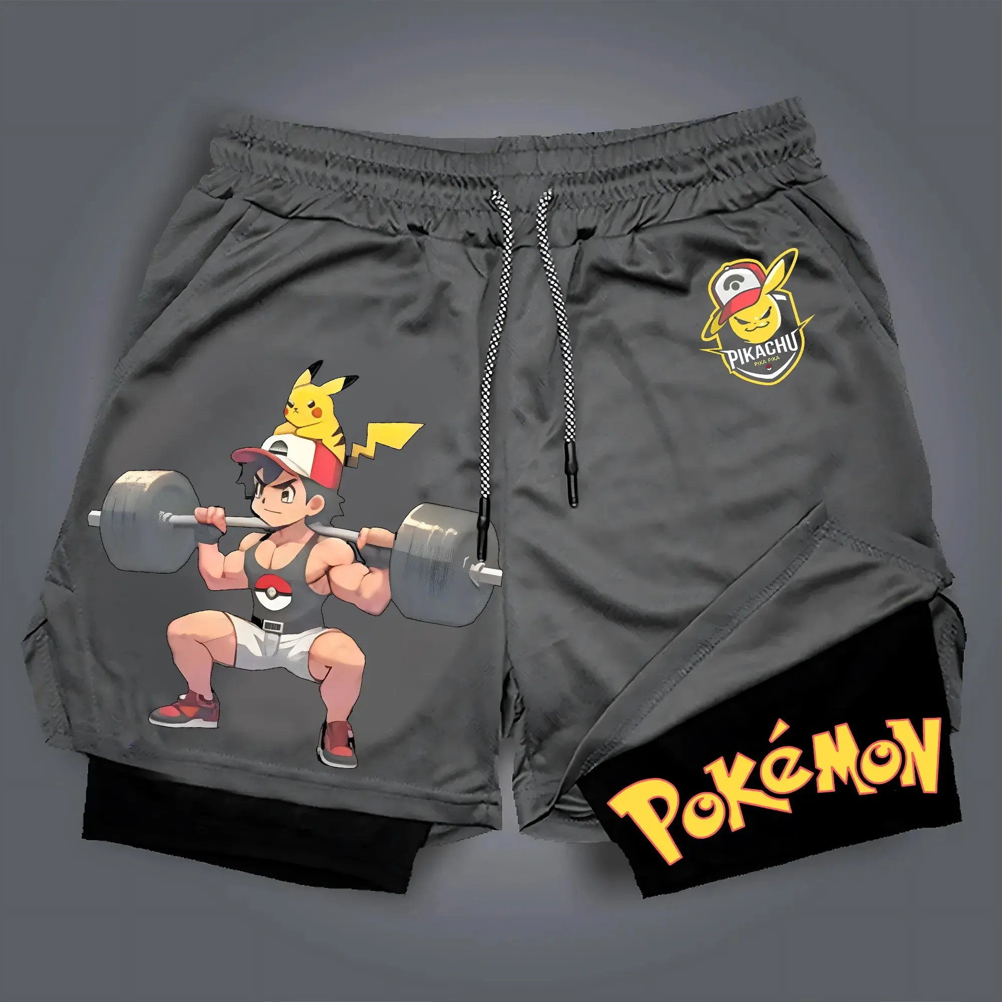 

Official Pokémon 2025 Mesh Lined Shorts - Dual Layer Comfortable Sports Shorts for Training & Casual Anime Fashion