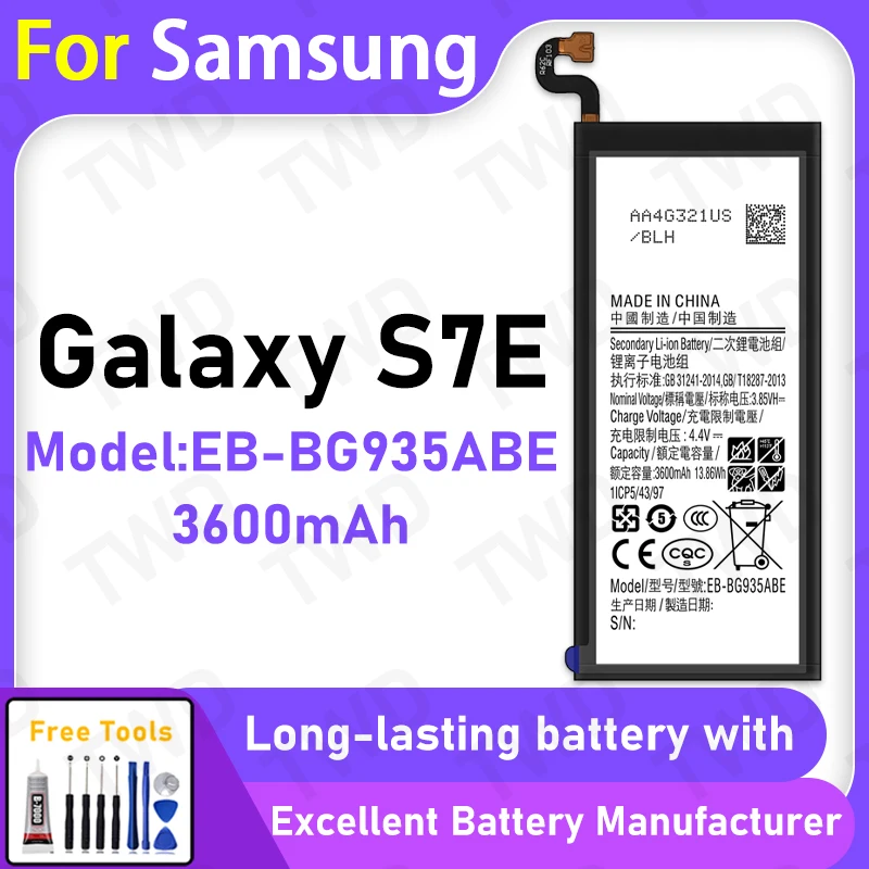 

100% New 3600mAh EB-BG935ABE Battery For Samsung Galaxy S7E Battery Replacement Bateria+Free Tools
