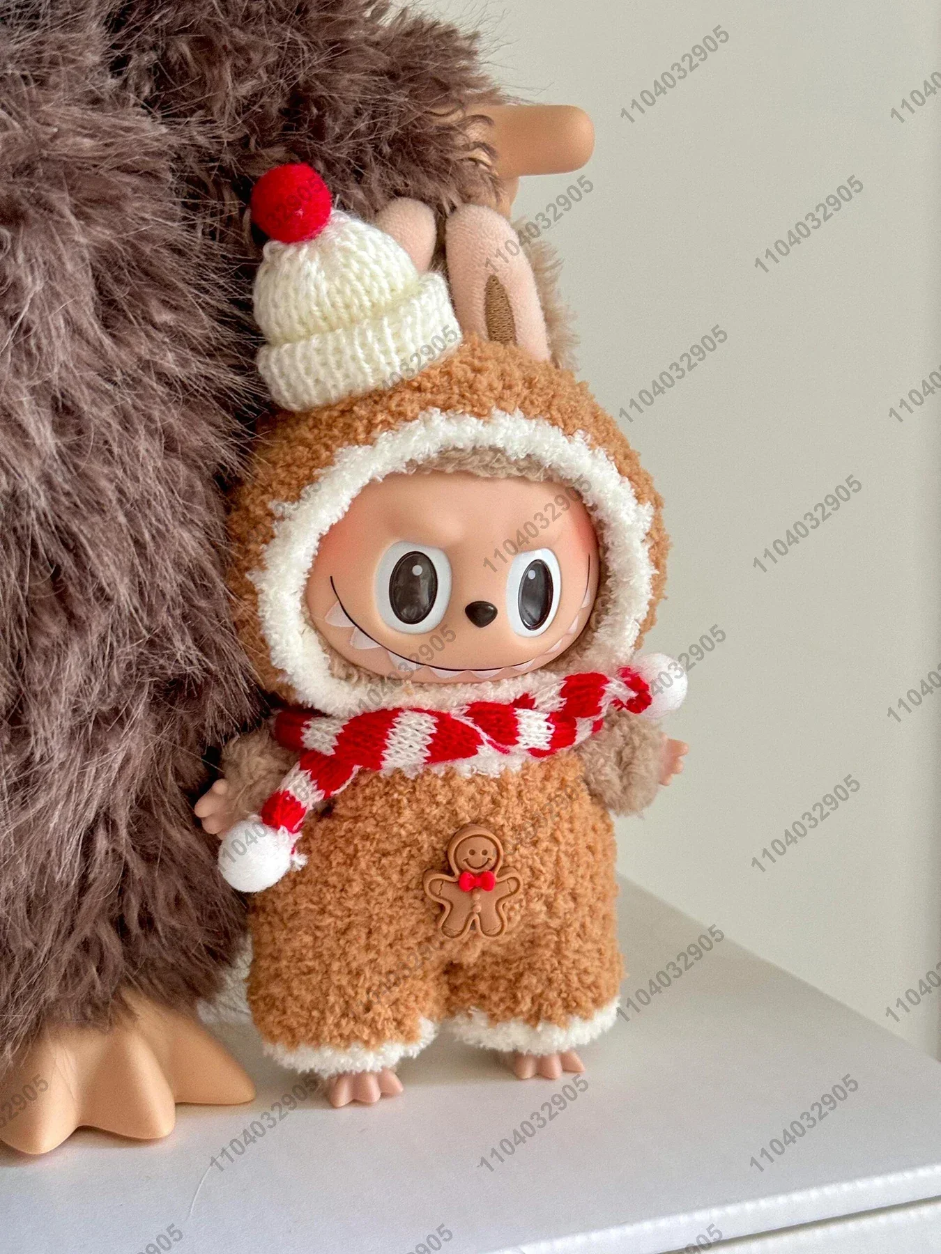 Labubu The Monster Gingerbread Man Costume Clothes High Quality 1:1 Replica Vinyl Face Doll Action Figure Bag Charm Pendant Gift