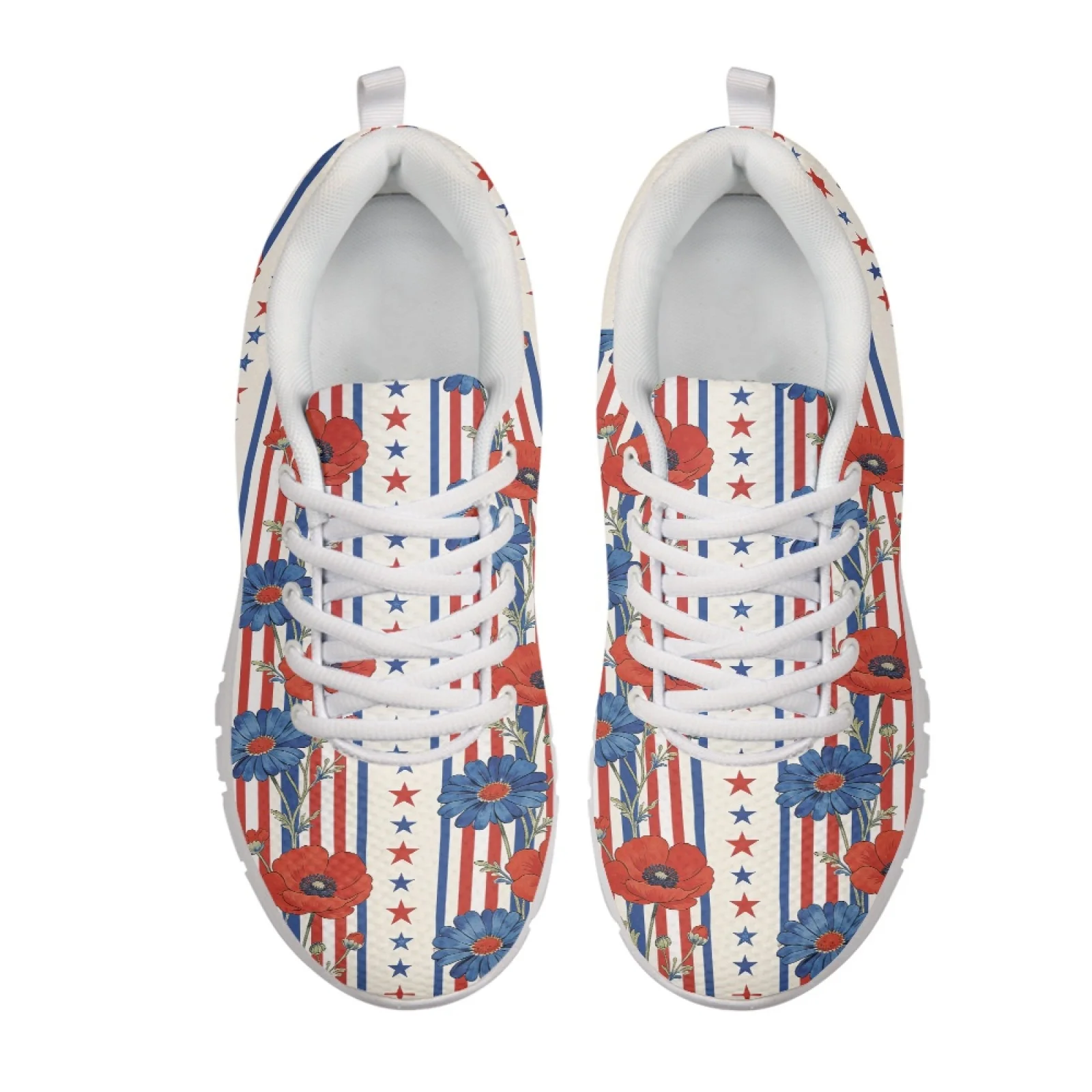 Coloranimal Floral Stripe Lace Up Athletic Trainers Mens Lace Up Athletic Trainers Fitness Shoes for Women Womens