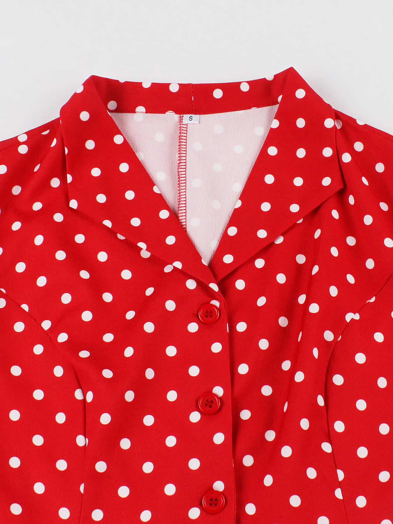 Tonval Turn-Down Collar Single Breasted Red Elegant Dress Cap Sleeve Women Summer 50s Vintage Polka Dot Dresses