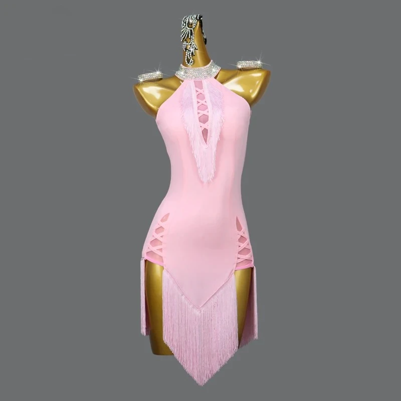 2026 Neues Rosa Lateinamerikanisches Tanzkleid für Damen – Wettkampfanzug, Performance-Kleidung, Bühnenkostüm, Party-Outfit, Abschlussball- und Sport-Ballkleidung