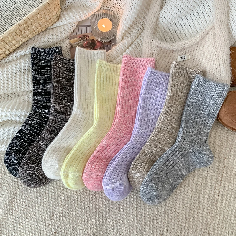 Women's Socks High Quality Thick New Casual Wool Warm Socks Female Floor Home Breathable Long Socks Colored Trendy Comfortable