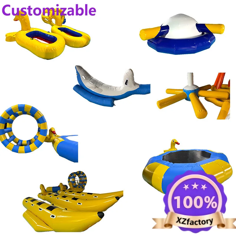Factory Direct 2026 Water park triangle slide inflatable water toy seesaw banana boat gyro pool hot wheel trampoline