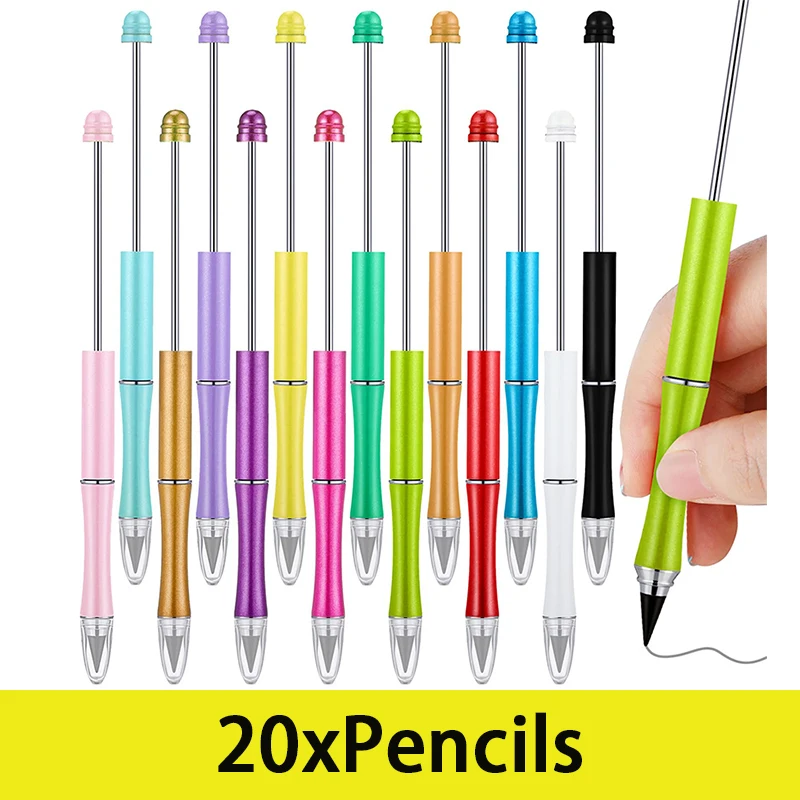 20Pcs Bead Infinite Pencils Beadable Pencil Children's School Stationery