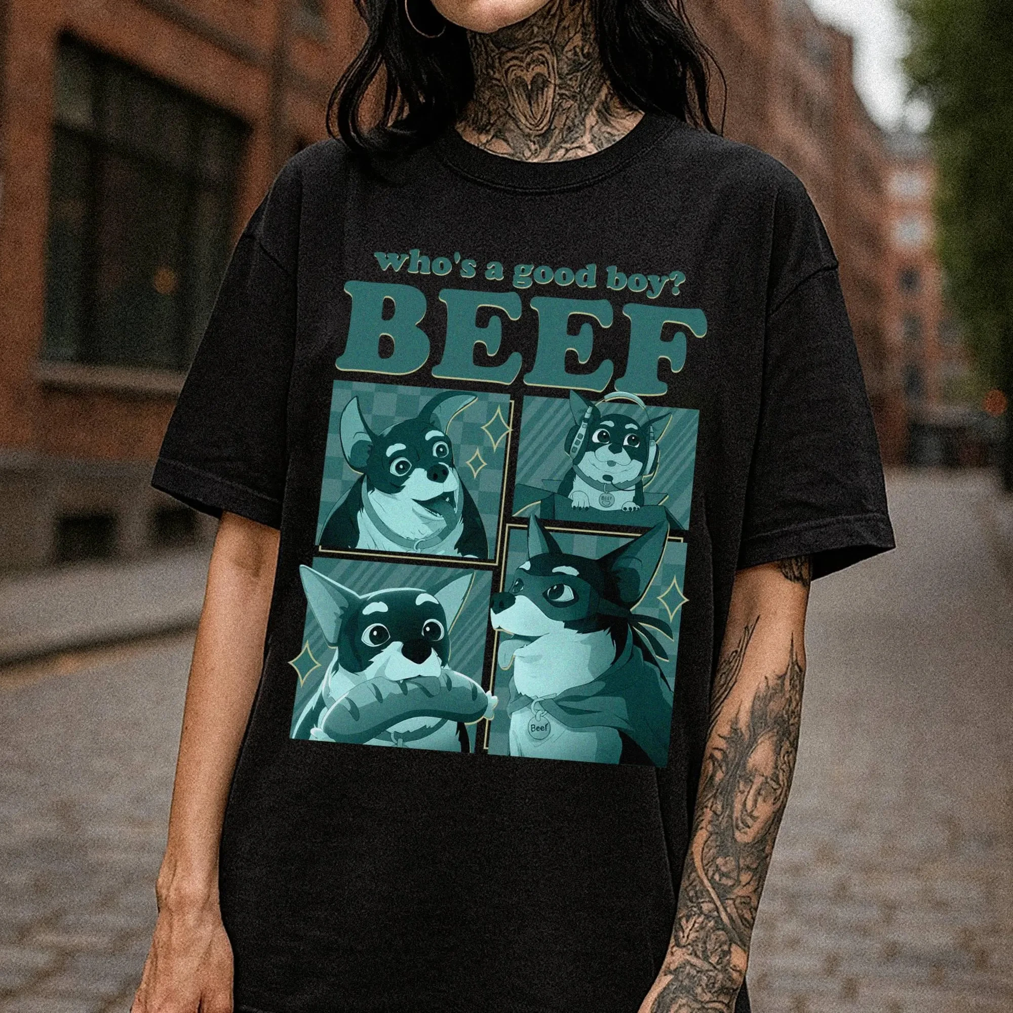 

Beef Dog Printed Women's T-shirt Spring/Summer Fashion Trend Pure Cotton Top Neutral Short Sleeve T-shirt