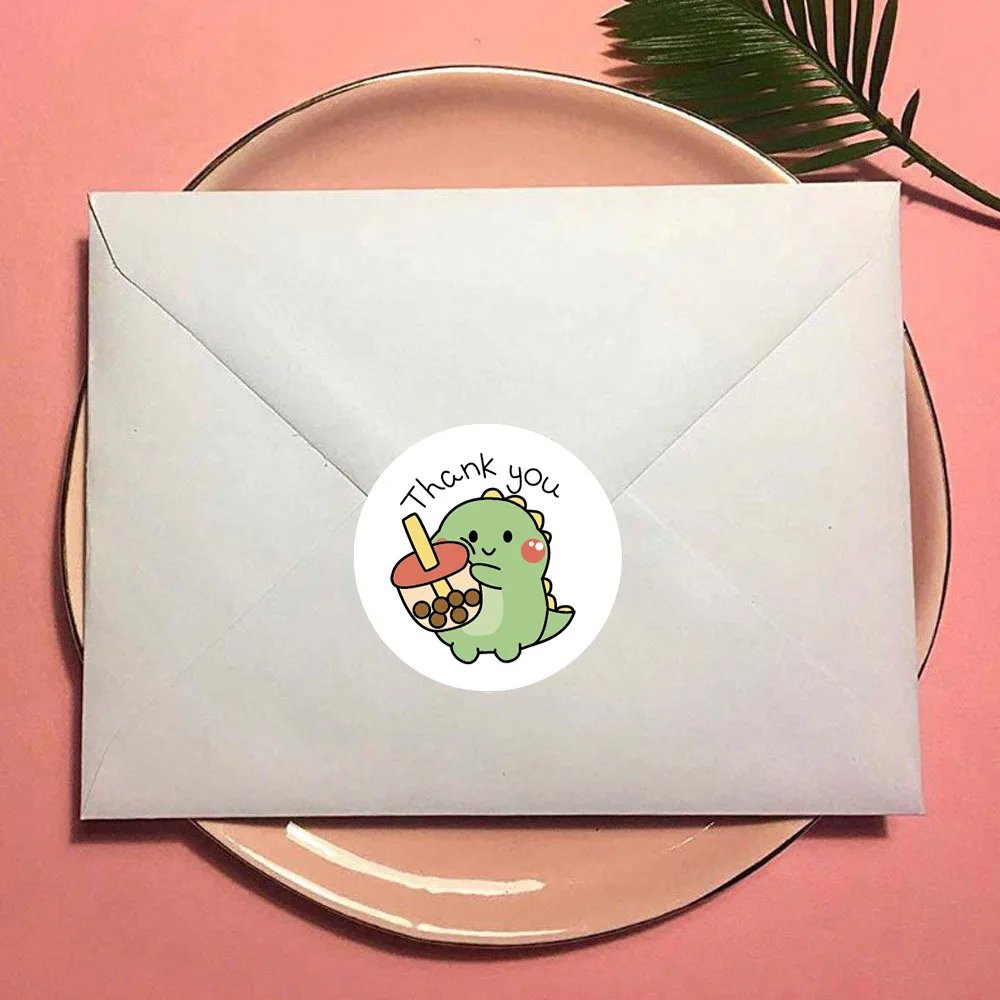 50/100/500pcs 1 Inch Thank You Stickers Cartoon Dinosaur Labels for Packaging Baking Labels Gifts Seal Decor Children\'s Stickers