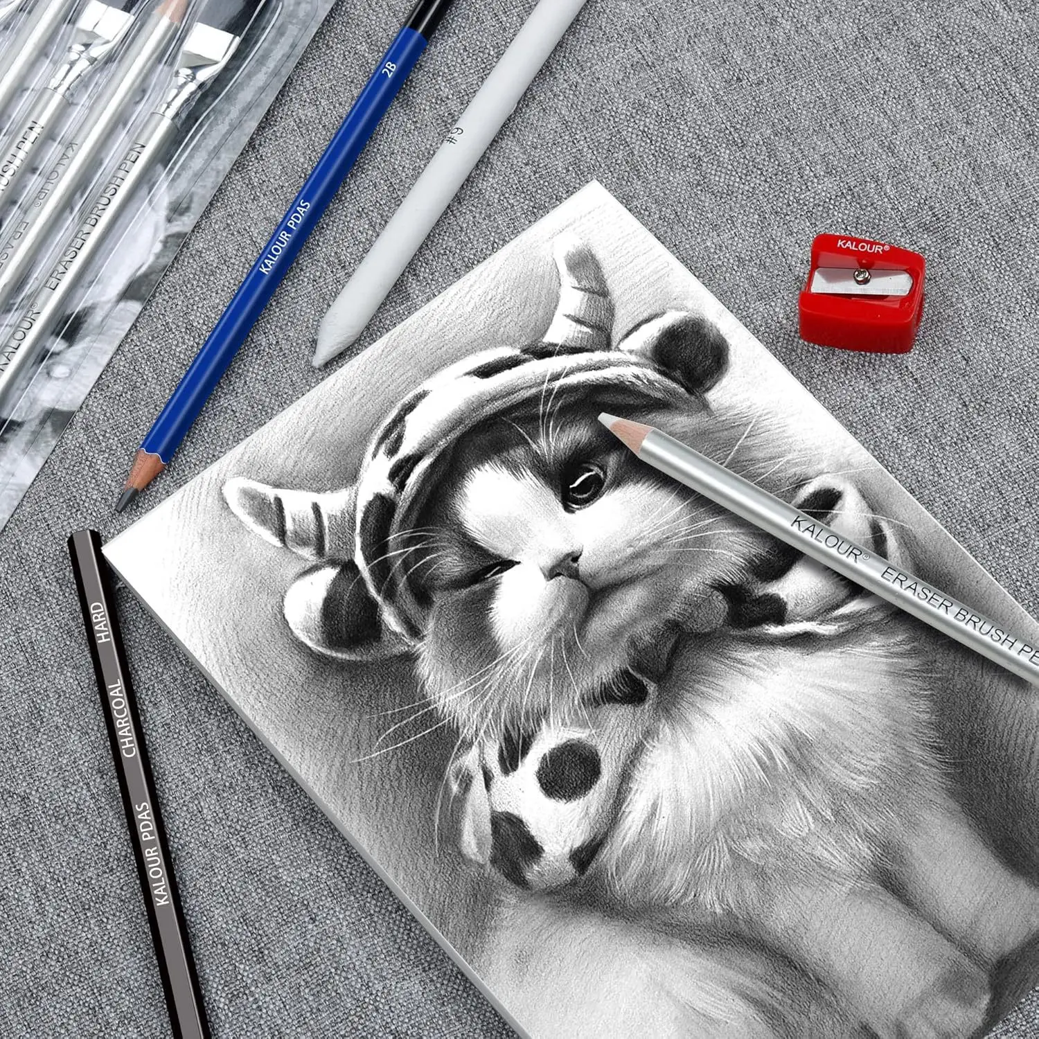 New KALOUR 8pcs Highlight Pen & Eraser Brush Pen Set,Dual-Function Design Precision Highlight Detail Drawing Tool Manga Pencils