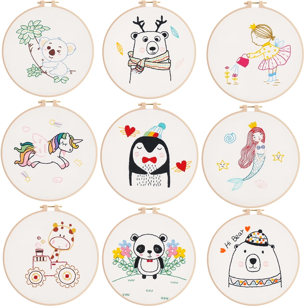 Simple Cartoon Animal Pattern Embroidery Kit for Children Teenager DIY Adult Beginner Cross Stitch Kit