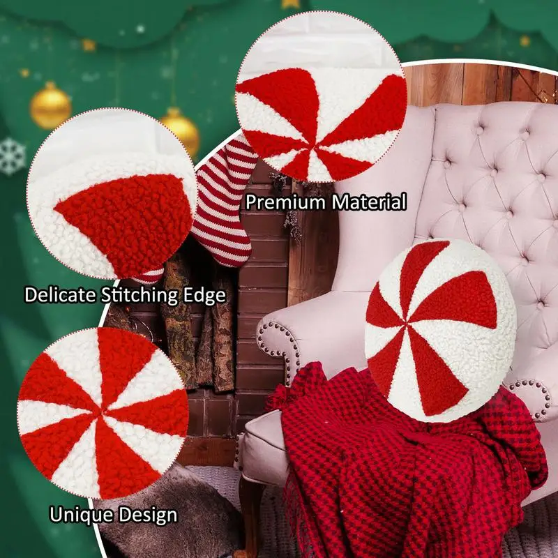 33cm Christmas Candy Pillow Red And White Candy Cane Throw Pillow Sofa Bed Soft Plush Cushion New Year Holiday Decoration Gifts