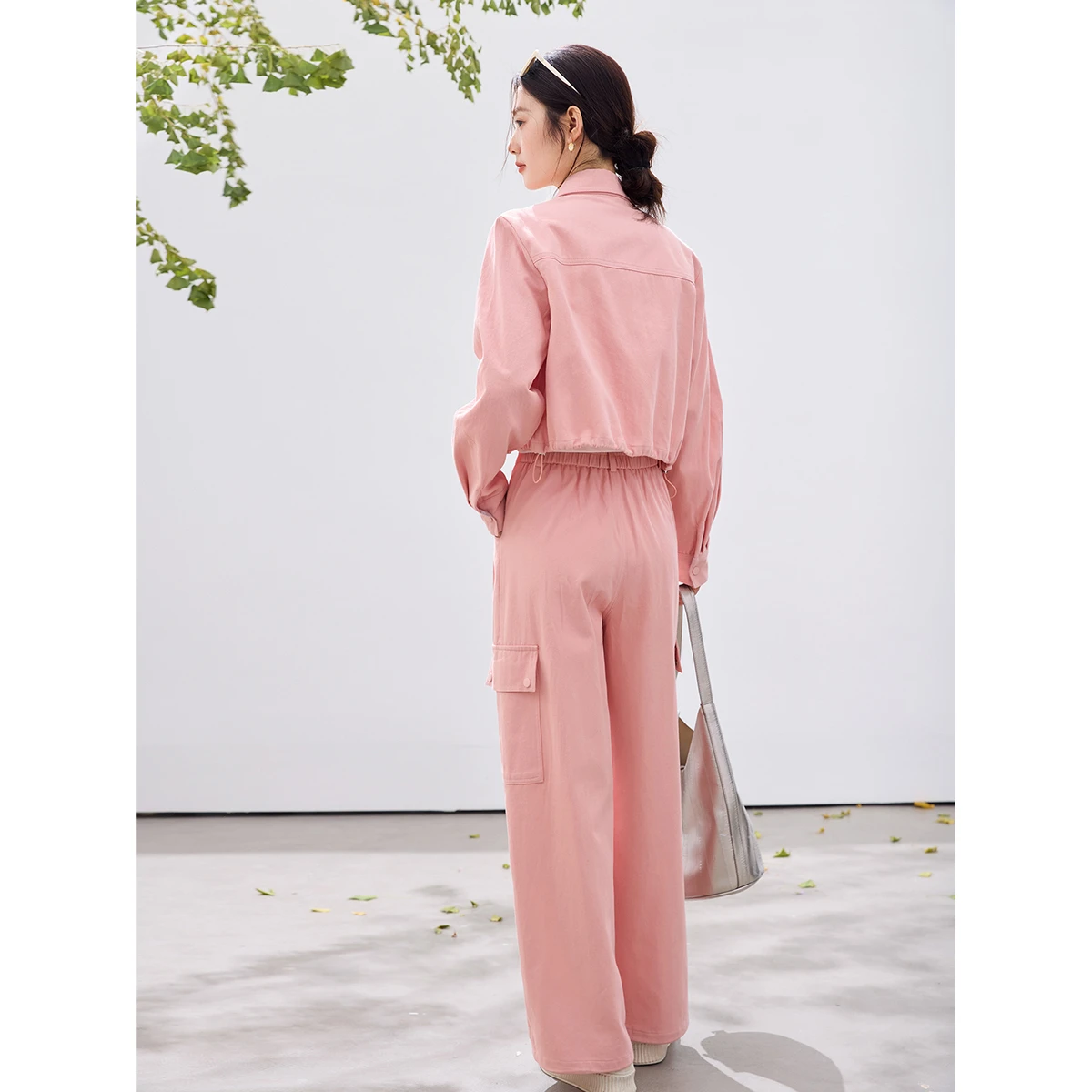 VIMLY Women's 3 Piece Set 2026 Spring New Utility Cargo Style Printed Tank Top Cropped Jacket straight pants Women's suit 30789 - view 2