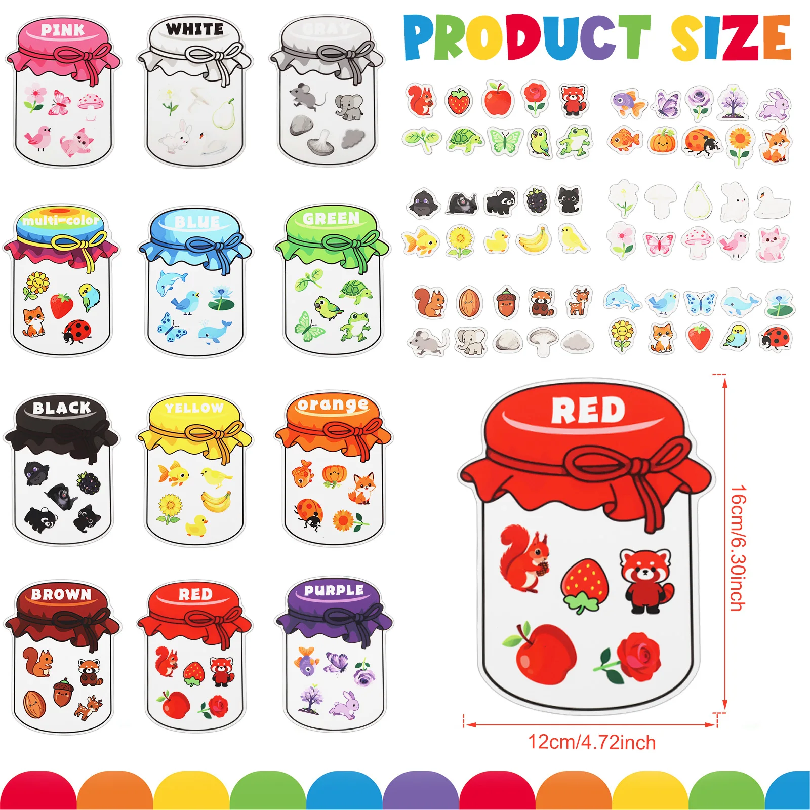 10/12Pcs Colorful Magnetic Sorting Set Magnetic Refrigerator Stickers Perfect for Fridge Whiteboard Learning Family Interaction