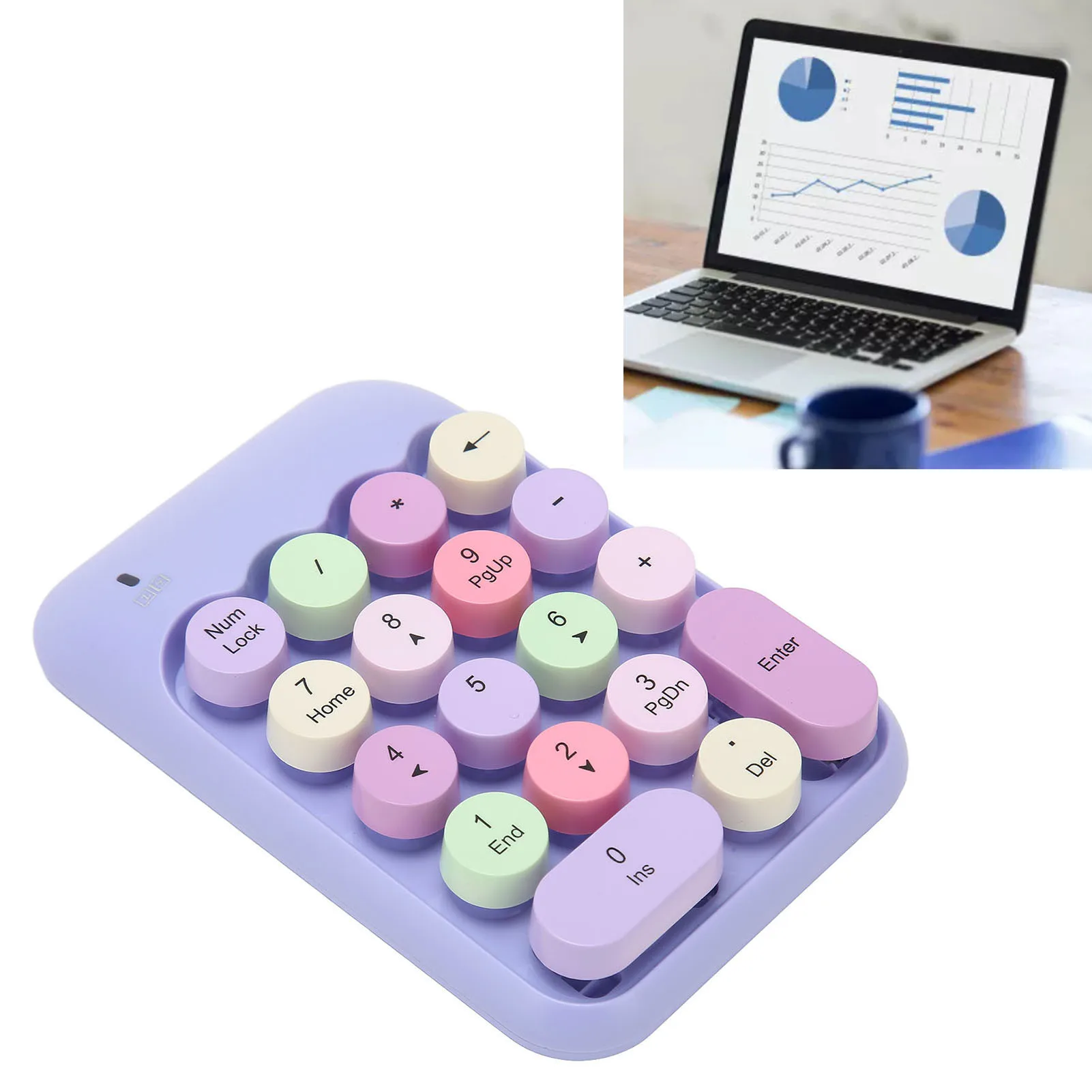 

Беспроводная цифровая клавиатура 2,4 ГГц с круглыми клавишами и USB-приемником для Windows 7, Windows 10, Home и OS X