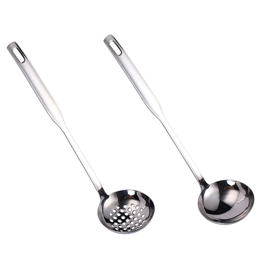 

2 Pcs Soup Ladle Stainless Steel Spoon Household Food Serving Long Handle Scoop