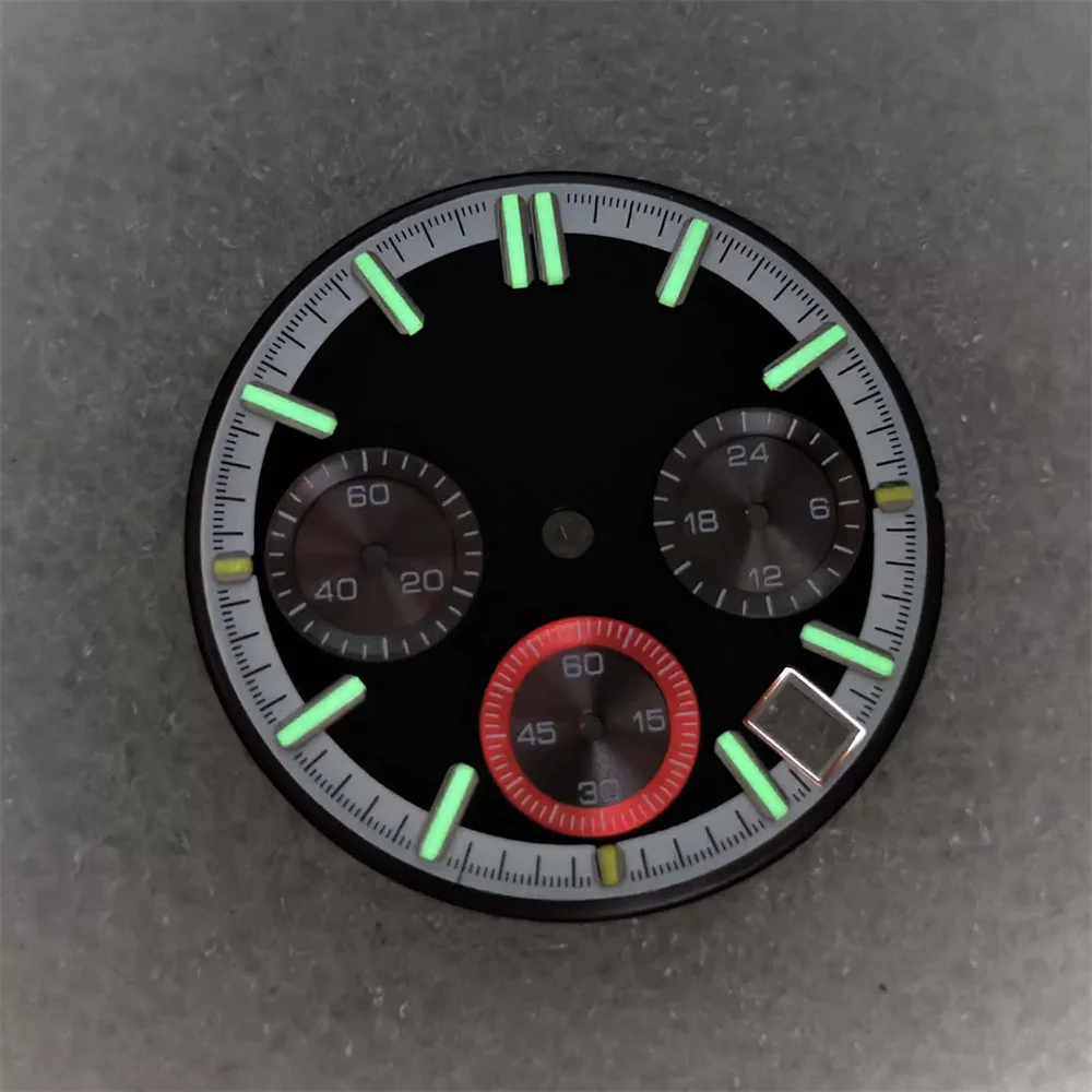 Customizable Watch Modify parts 29.5mm No Logo Watch Dial with Green Luminous Designed Exclusively for VK63 Quartz Movements