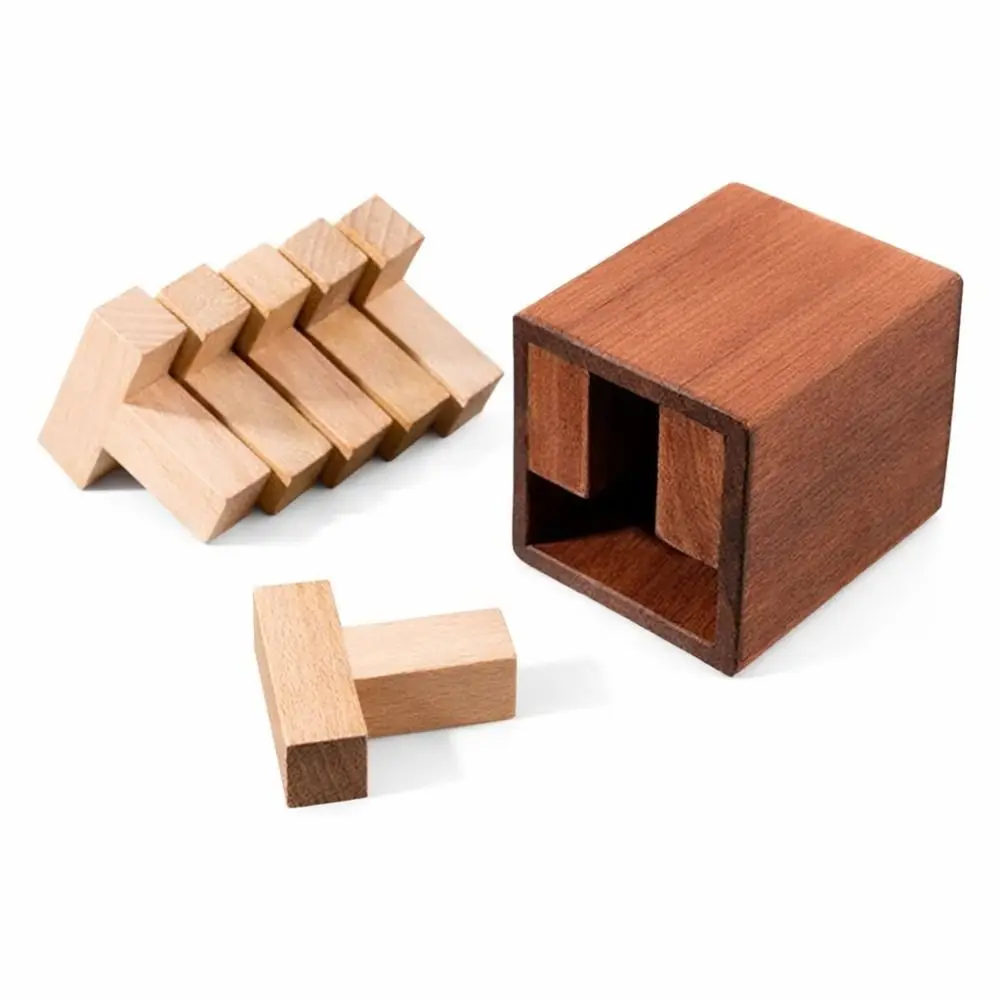 

High Difficulty T-shaped Puzzle Six T Puzzle Brain Teaser T Puzzle Box IQ Test Stress-relieving Educational Puzzle