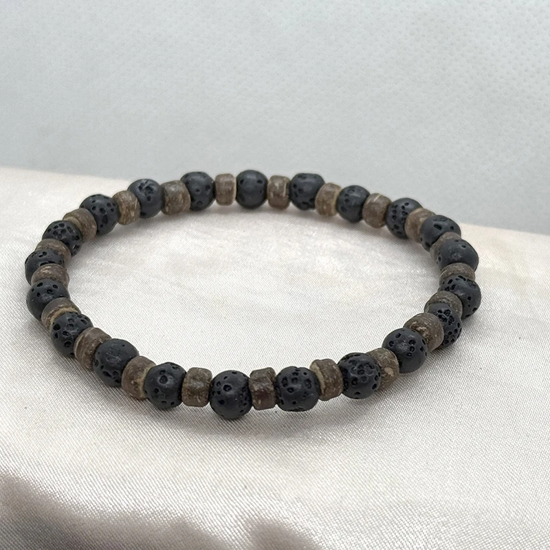 European and American Volcanic stone bracelet, coconut bead bracelet, 6mm elastic bead bracelet jewelry