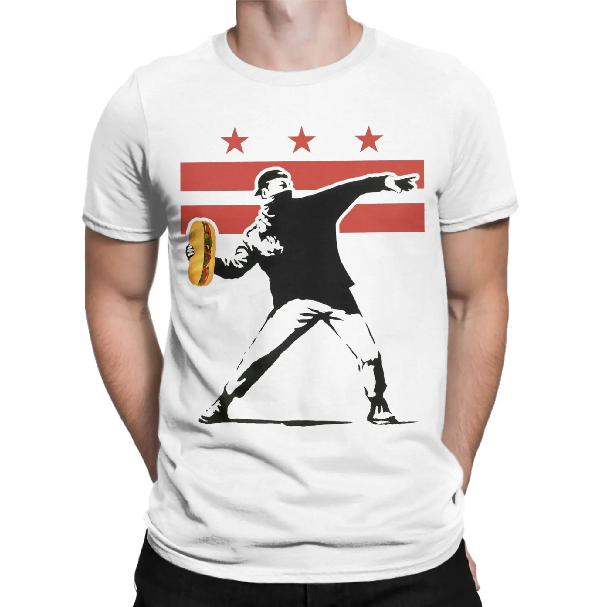 

Футболки Sandwich Guy FREE DC, мужская повседневная футболка из 100% хлопка, футболки с круглым воротником, одежда с короткими рукавами, идея подарка