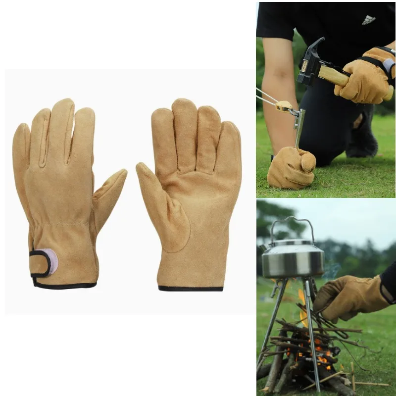 1set Outdoor Flame Retardant and Heat-insulating Gloves BBQ Gloves, Welding Protective Gloves, Barbecue and Cooking Gloves