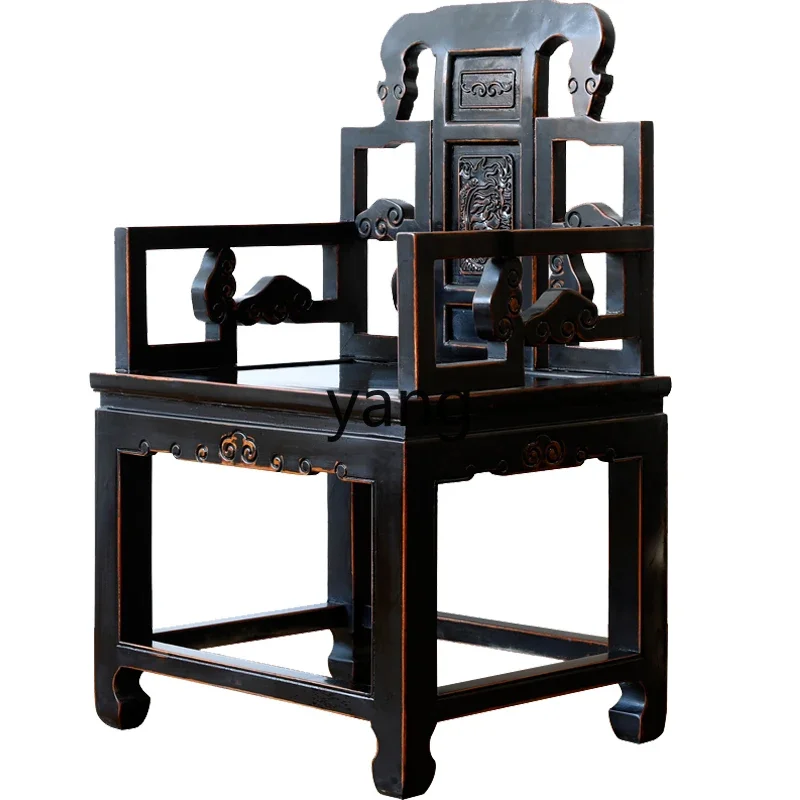 LTT elm Taishi chair solid wood Chinese antique old carved back chair