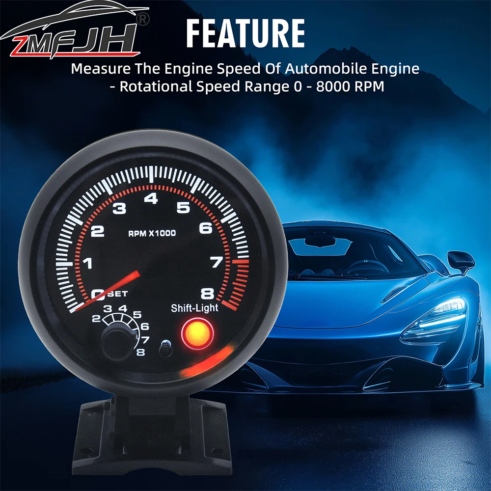 Auto Digital 0-8000 RPM Tachometer Mit Shift licht Für 1-8 Zylinder Tacho Meter Gauge Für 12V Racing auto Fahrzeug RPM Gauge